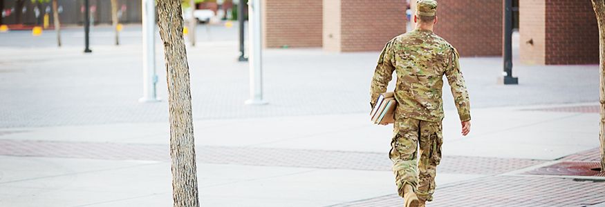 Person walking in military fatigues
